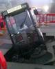 Road sweeping machine falls down hole image
