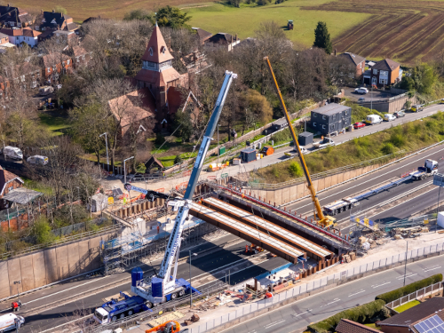 National Highways beams up M67 bridge